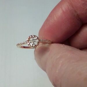 Rose Gold Logo-Cut Pavé Accent Ring - Women Jewelry